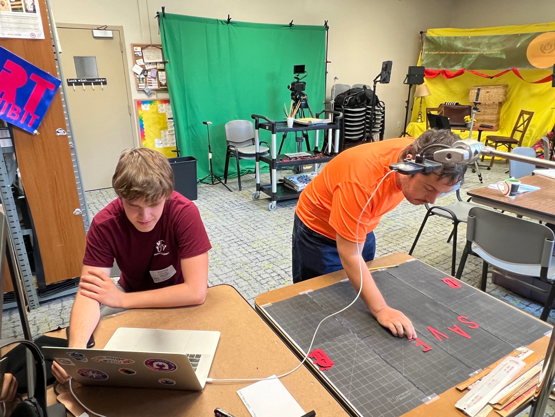 Students in media production classroom